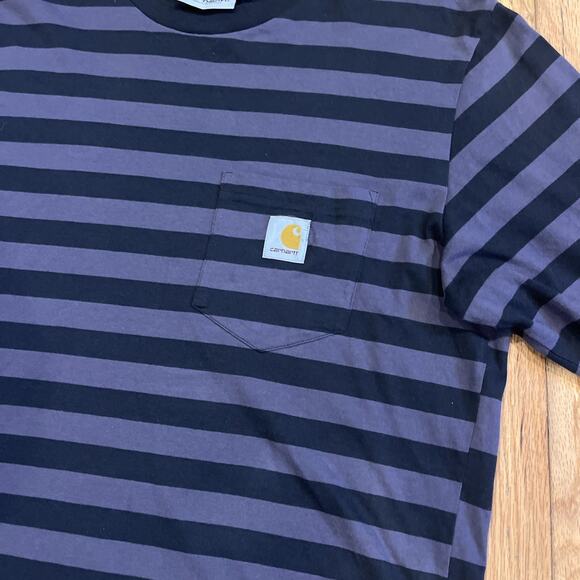 Women’s Carhartt Long Sleeve Merrick Pocket Striped T-Shirt Size Medium Cotton - Picture 3 of 8